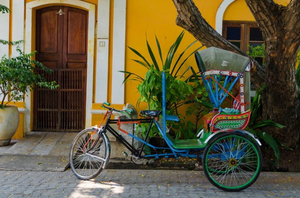 Eine Fahrradrikscha in Pondicherry