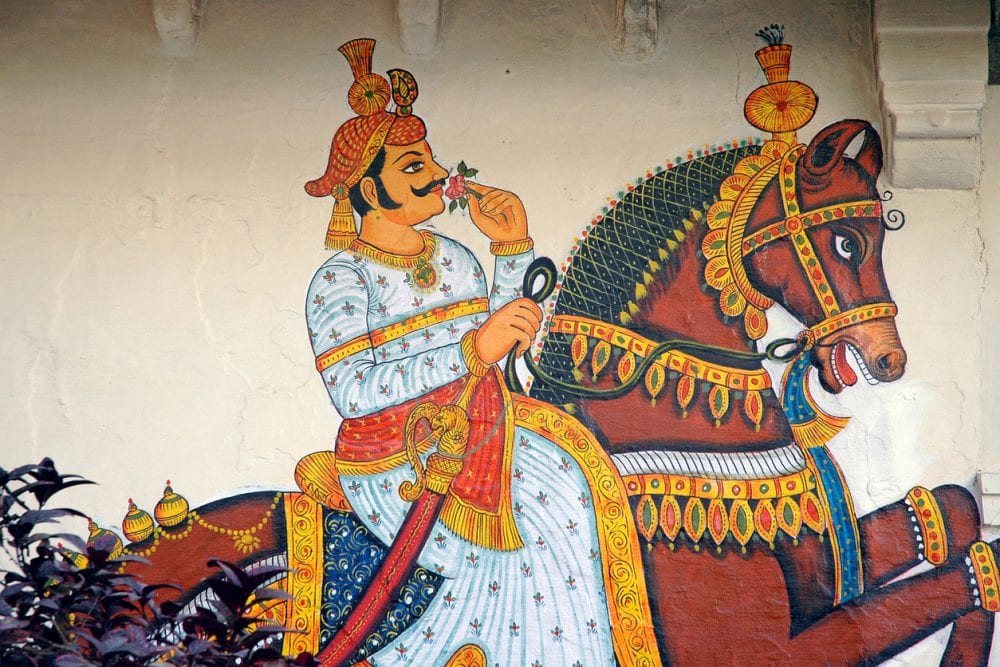 Eine Wandmalerei in Nordindien