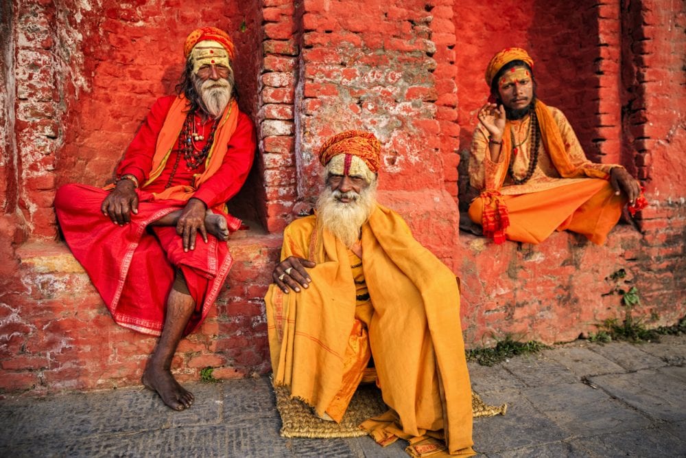 Heilige Sadhus im heiligen Varanasi am Ganges