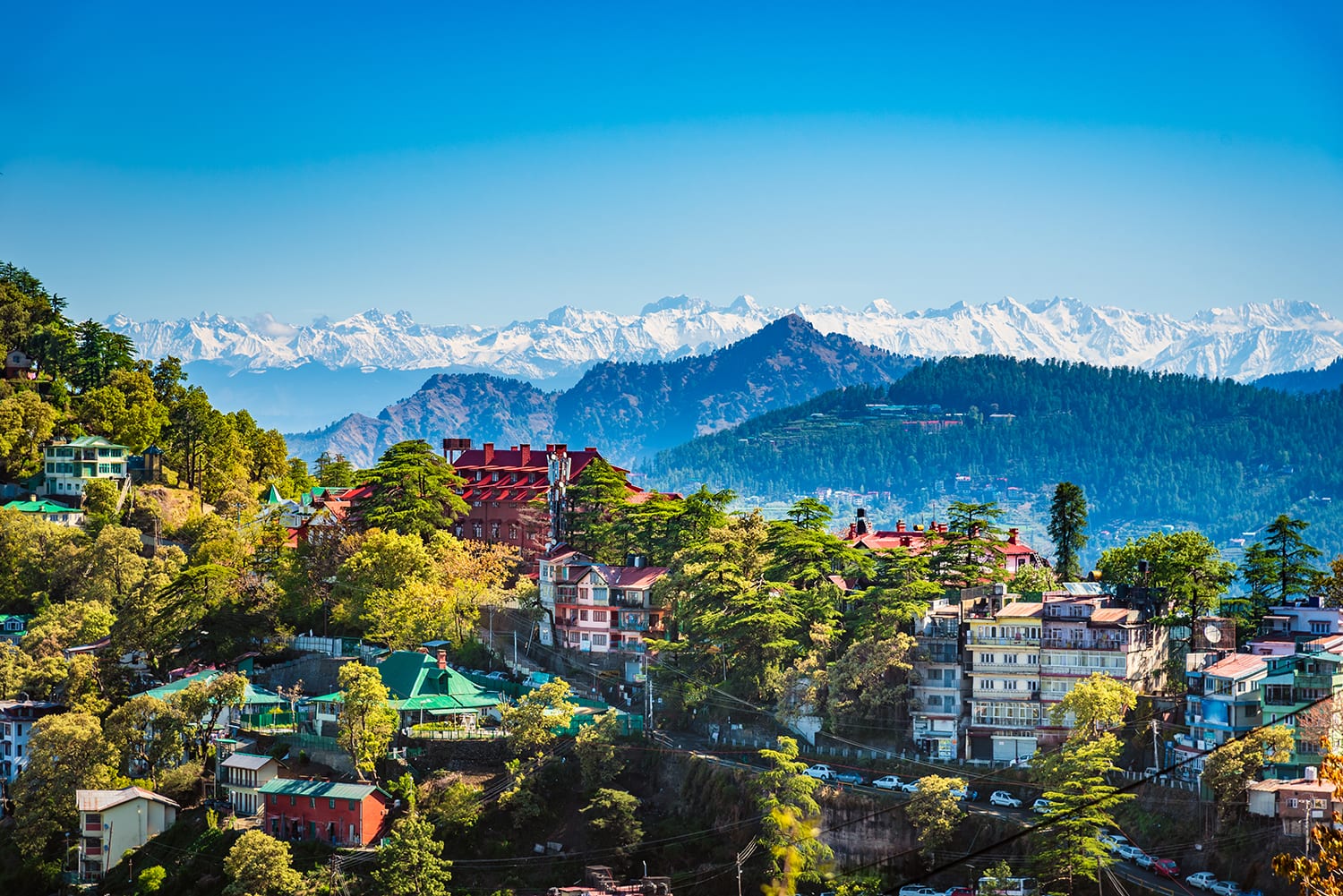 Die Hill Station Shimla in Himachal Pradesh am Fuße des indischen Himalaya