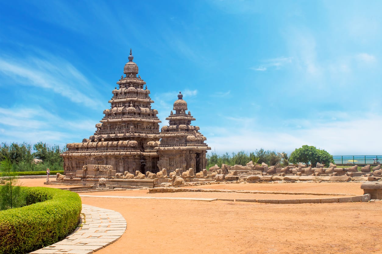 Der Küstentempel von Mahabalipuram in Tamil Nadu