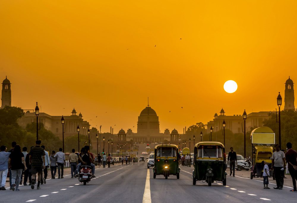 Die Prachtallee Rajpath und das Regierungsviertel in Neu-Delhi, Indien