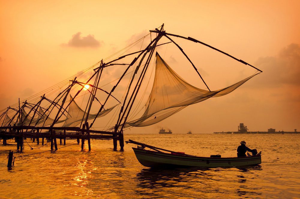 Die Chinesischen Fischernetze in Kochi am Arabischen Meer