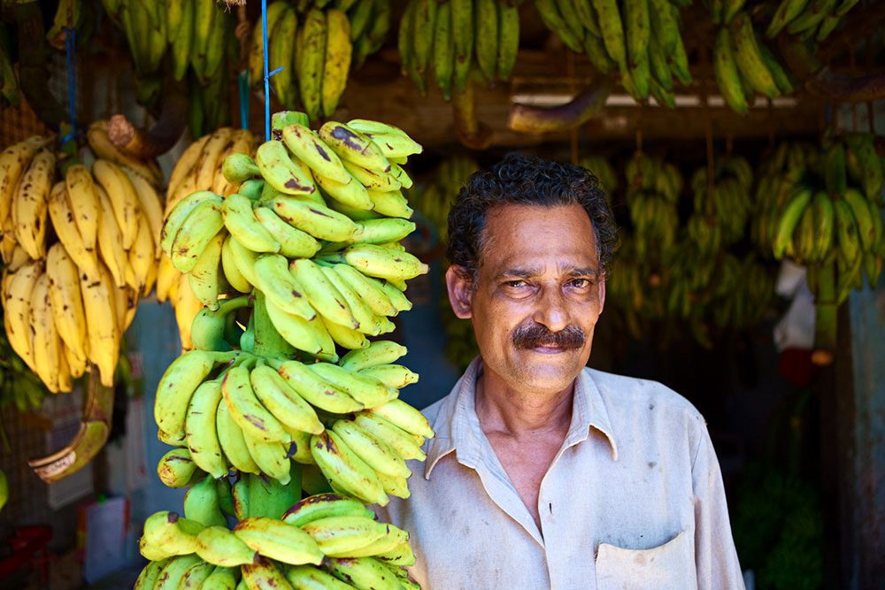 Ein Bananenverkäufer in Südindien